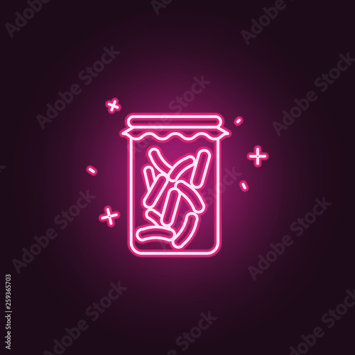 Fermentation healthy intestinal neon icon. Elements of probiotics set. Simple icon for websites, web design, mobile app, info graphics