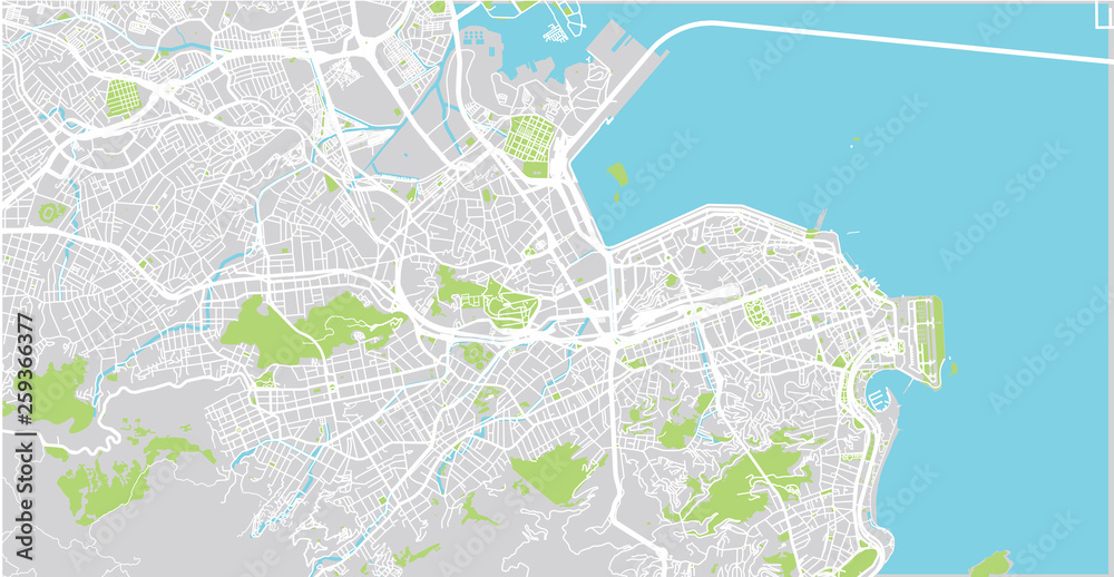 Urban vector city map of Rio de Janeiro, Brazil