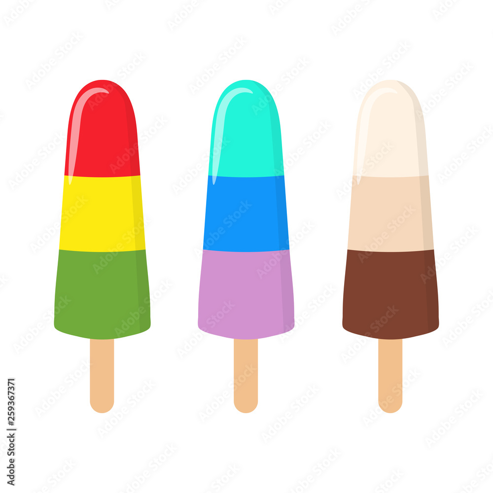 Ice cream set, isolated on white background. Cartoon. Vector, Fruit and chocolate ice cream. Ice cream set, isolated on white background. Cartoon. Vector, Fruit and chocolate ice cream.