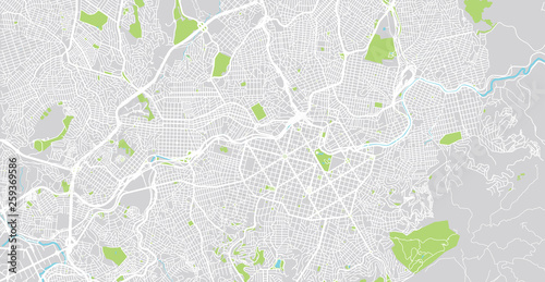 Urban vector city map of Belo Horizonte, Brazil