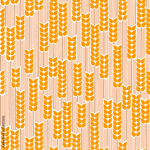 Hand Drawn Ears of Cereals Seamless Vector Pattern