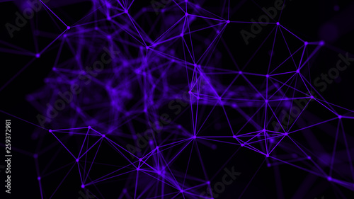 Connection background with dots and lines. Big data. Network connection structure. 3D rendering. © Olena