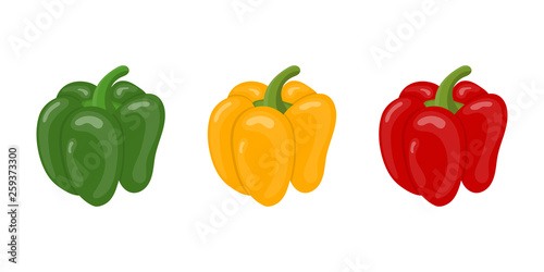 Tablou canvas Fresh Bell Pepper Vegetables isolated on white background