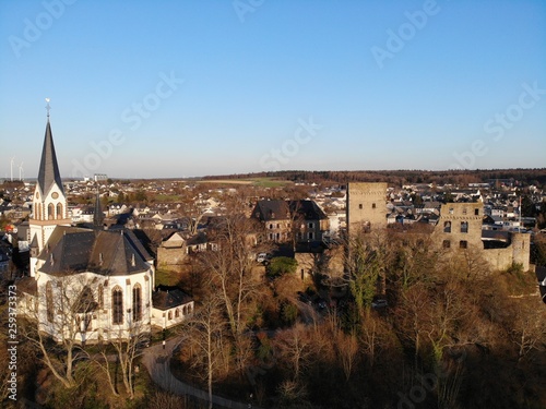 Flugbild-Panorama Burgruine Kastellaun