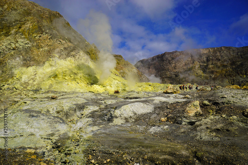 Beautiful active volcano in the ocean White Island in New Zealand