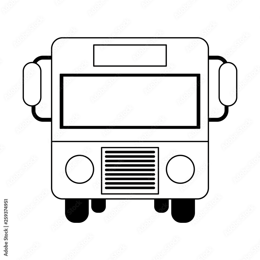 Public bus frontview symbol in black and white Public bus frontview symbol in black and white
