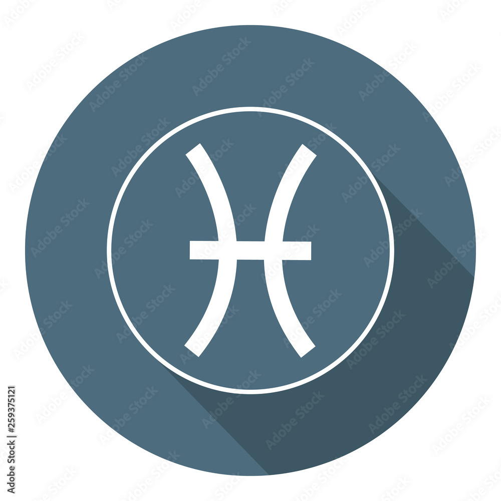 Pisces Icon. Vector Astrological, Horoscope Sign. Zodiac Symbol. Air Element. Flat Style. Sticker. Vector illustration for Your Design, Web. Pisces Icon. Vector Astrological, Horoscope Sign. Zodiac Symbol. Air Element. Flat Style. Sticker. Vector illustration for Your Design, Web.