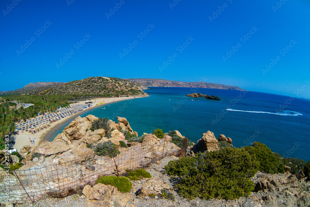Vai palmtrees bay and beach at Crete island in Greece
