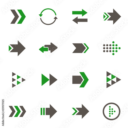 different arrows icons. set of 16 high quality vector icons in two color for web, mobile and user interface design