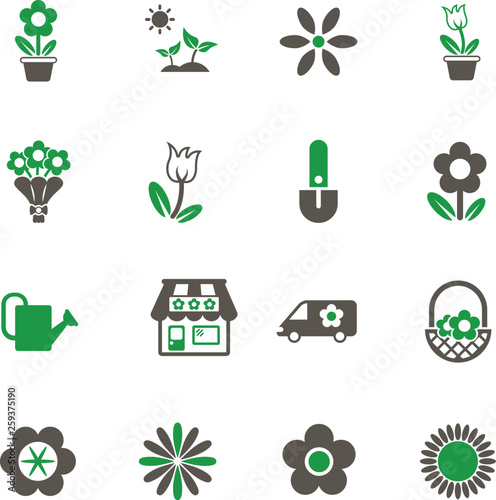 flowers icons. set of 16 high quality flowers vector icons in two color for web, mobile and user interface design