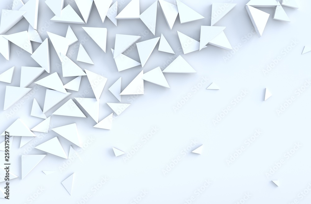 Fototapeta premium White background pattern with regular extruded triangles pattern on wall, 3d render.