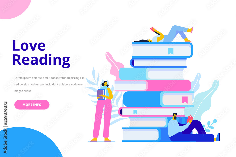 People who love to Read. Reading Books concept. People sitting and