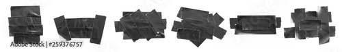 Foto Set of black tapes on white background