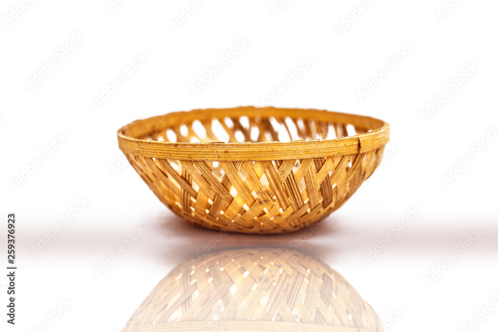 Close up of empty vegetable or fruit basket isolated on white. Close up of empty vegetable or fruit basket isolated on white.