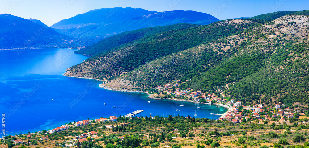 Breathtaking scenery of Kefalonia island. View of Agia Efimia village and bay. Greece
