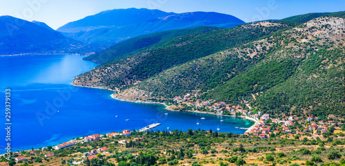 Breathtaking scenery of Kefalonia island. View of Agia Efimia village and bay. Greece