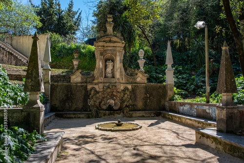 Old fountain in Sereia garden in Coimbra
