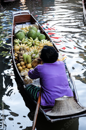 Fruit and local food sell on boat at floating  market photo