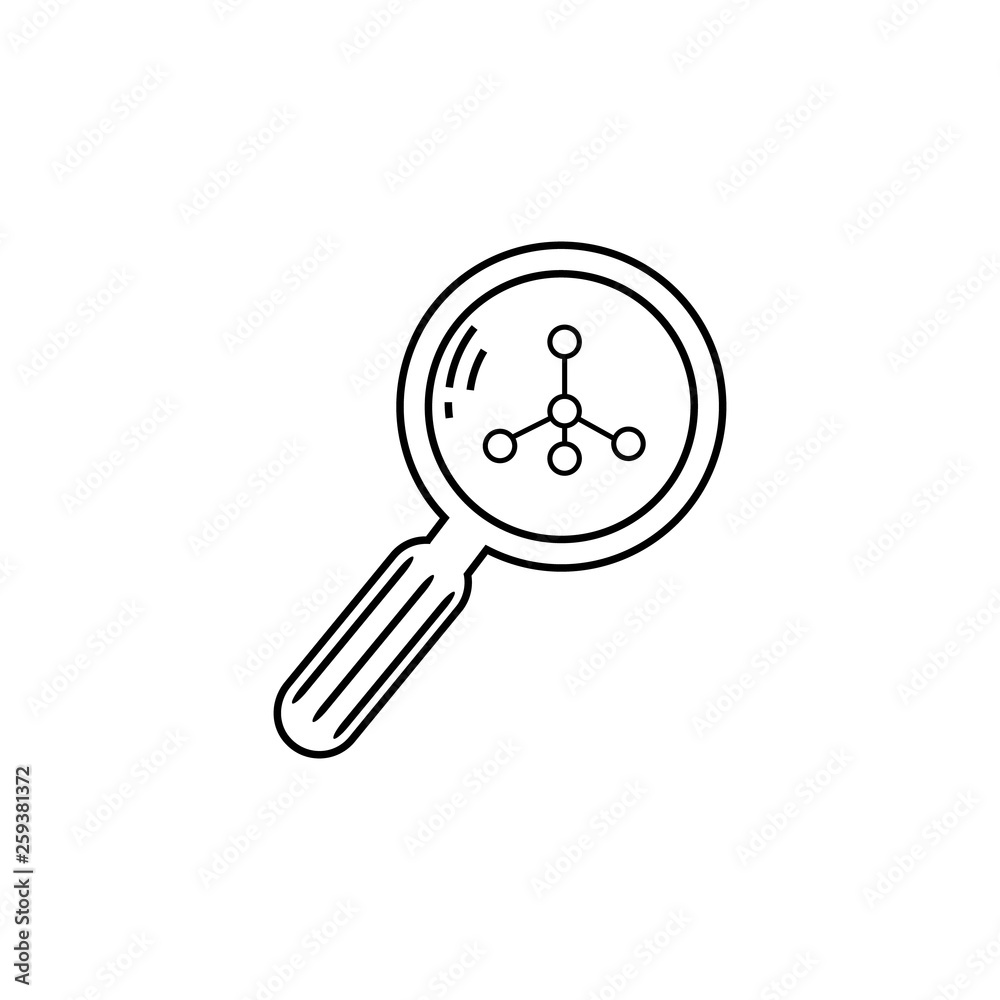 magnifying glass and molecular structure isolated on white background magnifying glass and molecular structure isolated on white background