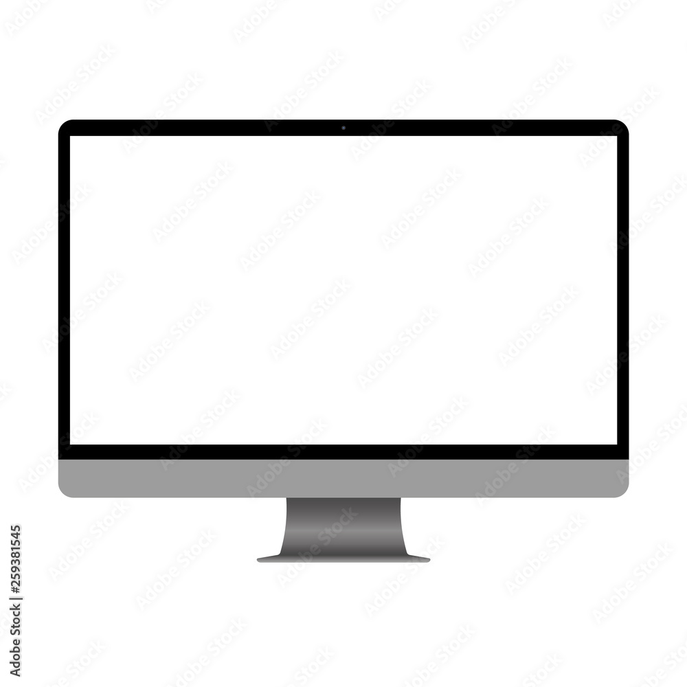 Computer display with blank screen. Front view. Computer screen isolated on white background vector eps10 Computer display with blank screen. Front view. Computer screen isolated on white background vector eps10