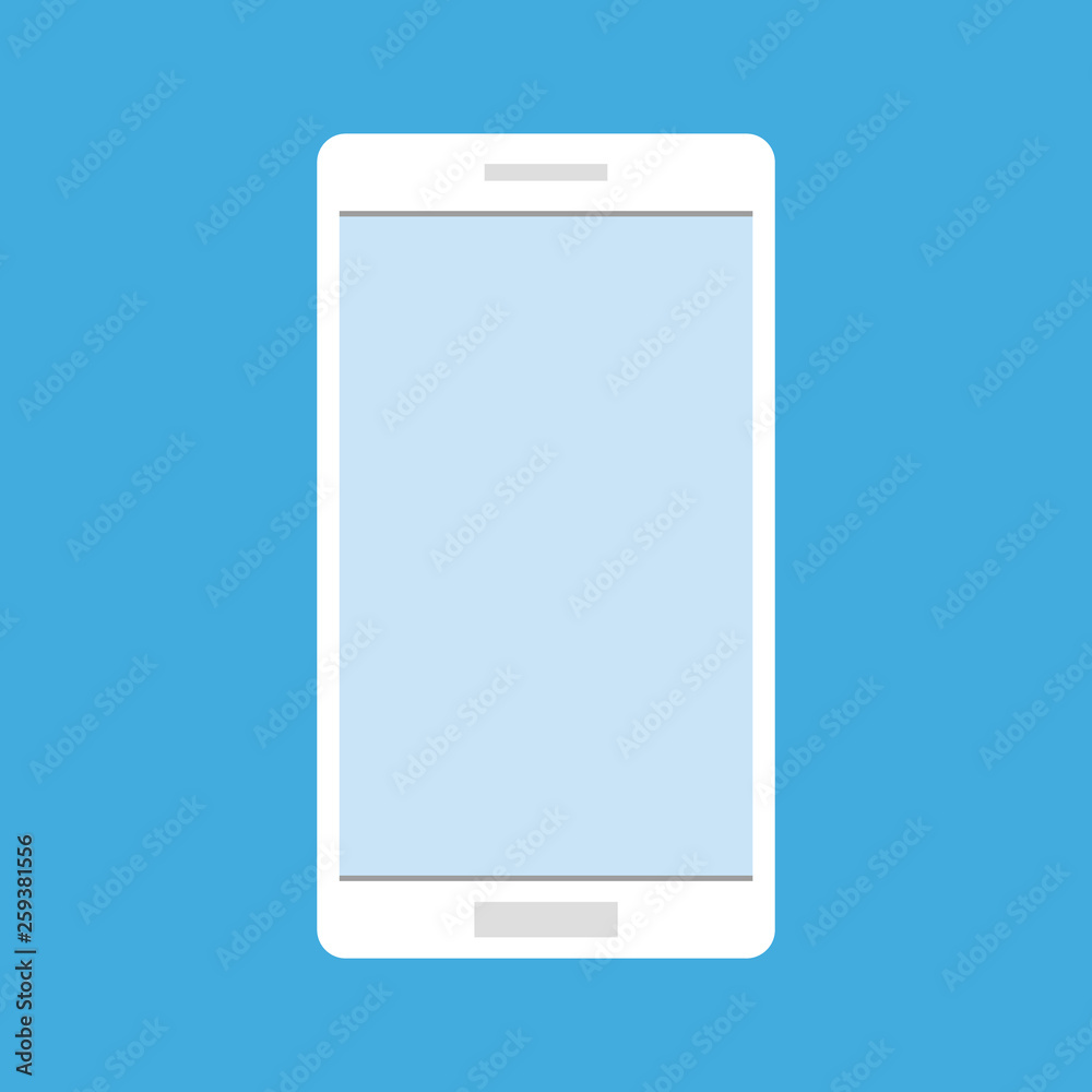 Smartphone flat style with blue screen icon vector eps10. Mobile phone icon. Smartphone classic view icon eps10. Smartphone flat style with blue screen icon vector eps10. Mobile phone icon. Smartphone classic view icon eps10.