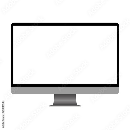 Computer display with blank screen. Front view. Computer screen isolated on white background vector eps10