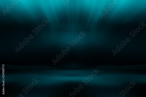 perspective floor backdrop blue room studio with light blue gradient spotlight backdrop background for display your product or artwork 