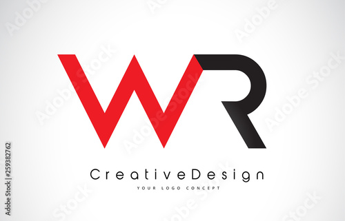 Red and Black WR W R Letter Logo Design. Creative Icon Modern Letters Vector Logo. photo