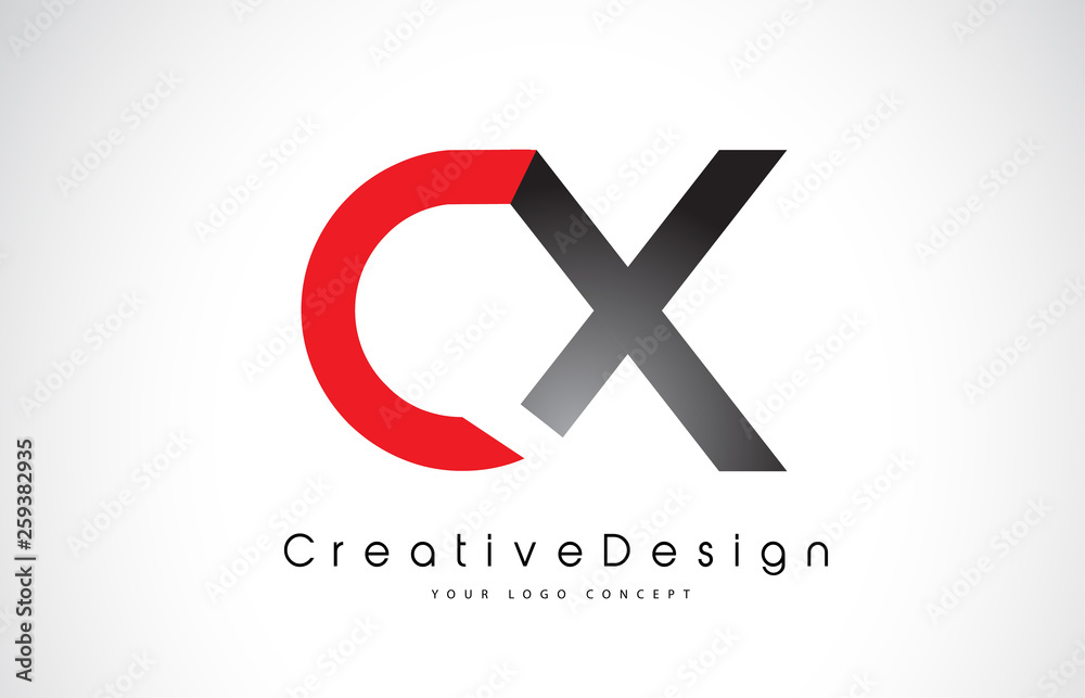 Obraz premium Red and Black CX C X Letter Logo Design. Creative Icon Modern Letters Vector Logo.
