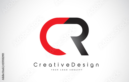 Red and Black CR C R Letter Logo Design. Creative Icon Modern Letters Vector Logo.