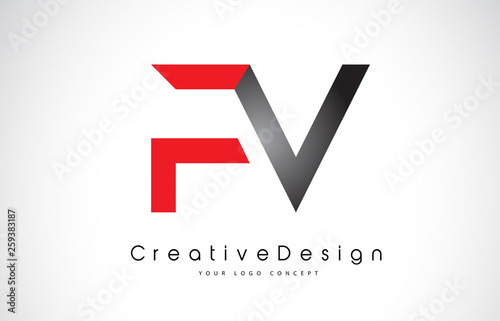 Red and Black FV F V Letter Logo Design. Creative Icon Modern Letters Vector Logo.
