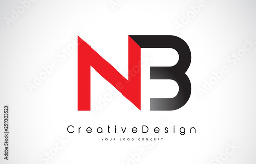 Red and Black NB N B Letter Logo Design. Creative Icon Modern Letters Vector Logo.