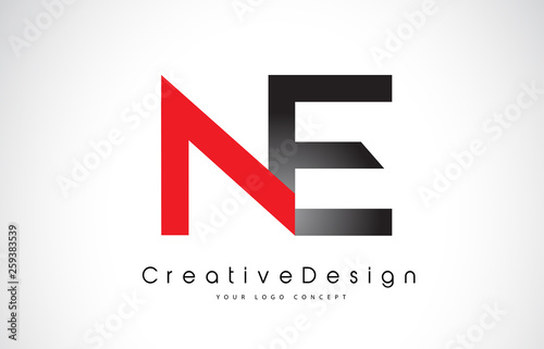 Free Download Red and Black NE N E Letter Logo Design. Creative Icon Modern Letters Vector Logo. - GFXLoad