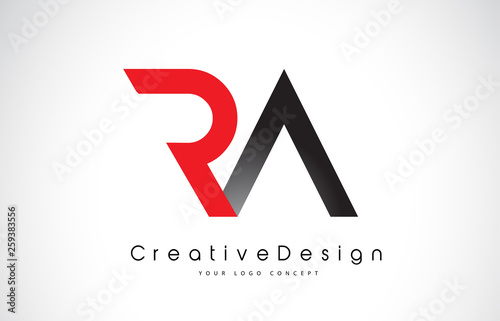 Red and Black RA R A Letter Logo Design. Creative Icon Modern Letters Vector Logo.