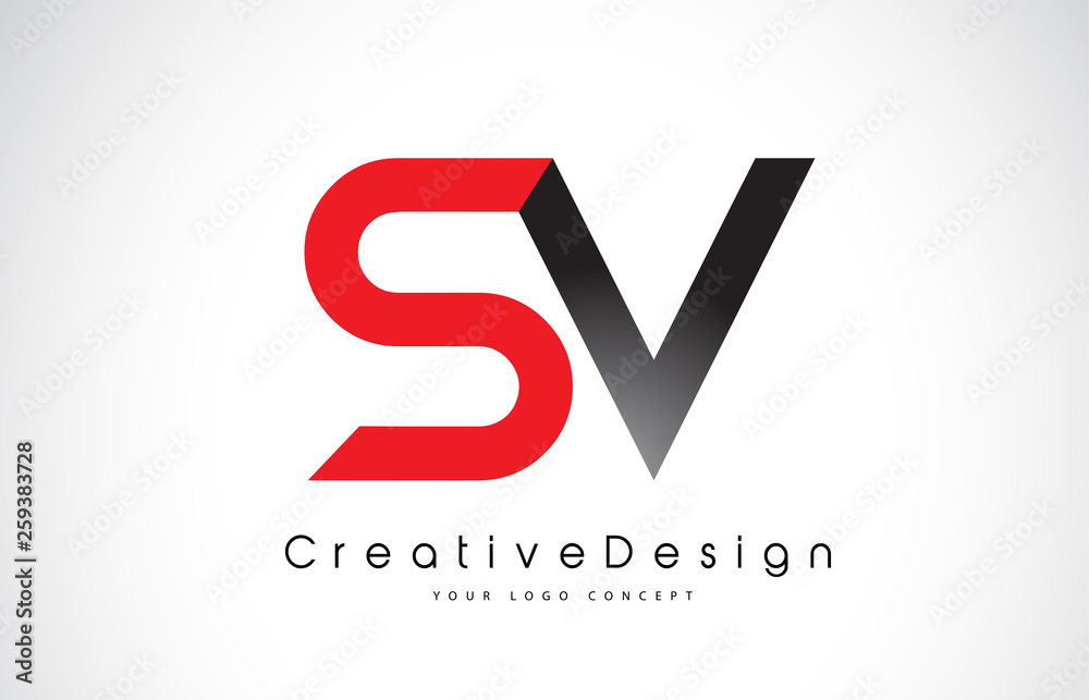Red and Black SV S V Letter Logo Design. Creative Icon Modern Letters Vector Logo. Red and Black SV S V Letter Logo Design. Creative Icon Modern Letters Vector Logo.