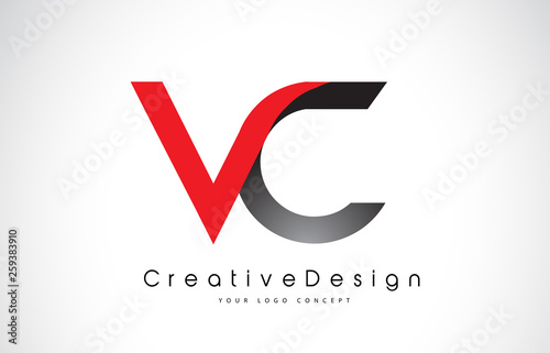 Red and Black VC V C Letter Logo Design. Creative Icon Modern Letters Vector Logo.