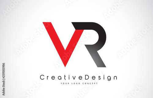 Red and Black VR V R Letter Logo Design. Creative Icon Modern Letters Vector Logo.