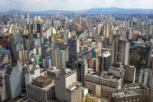 Sao Paulo, SP, Brazil, April 17, 2013. Panoramic view of the city from the terrace of the Copan Building, in the center of Sao Paulo, SP. © AlfRibeiro