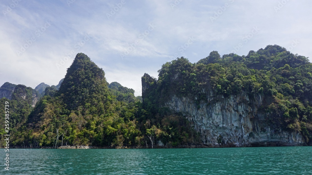 tropical landscape on chiao lan lake in khao sok tropical landscape on chiao lan lake in khao sok