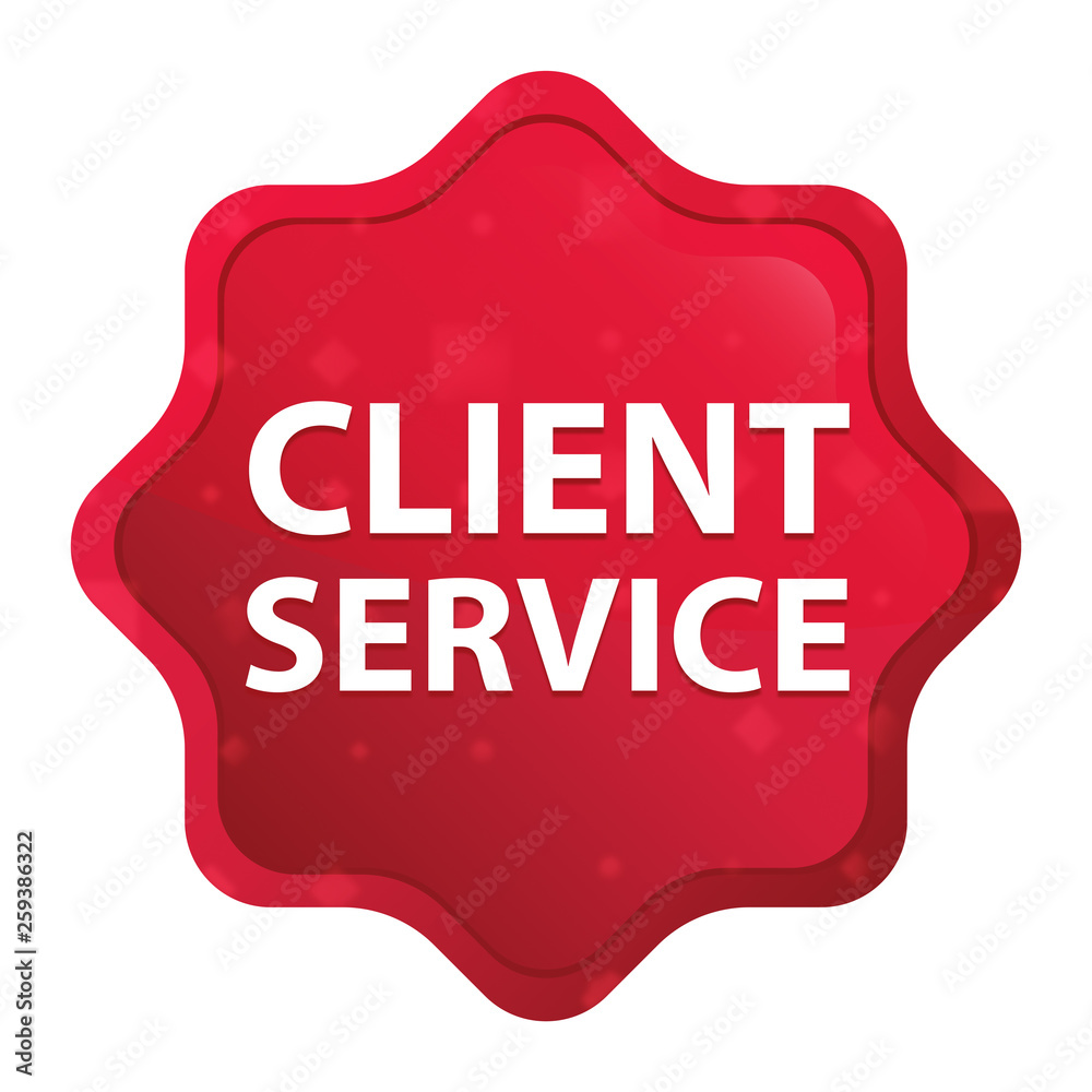 Client Service misty rose red starburst sticker button Client Service misty rose red starburst sticker button