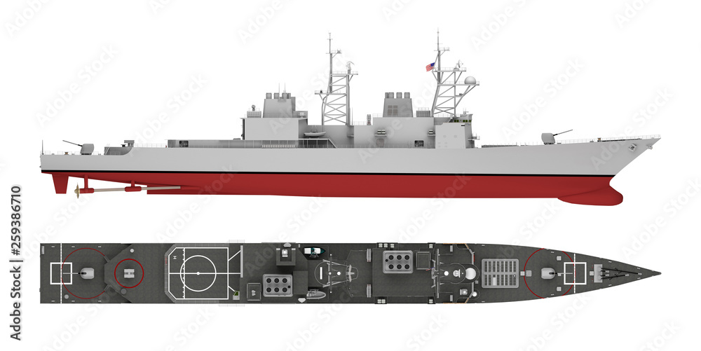 Fototapeta premium warship isolated on white