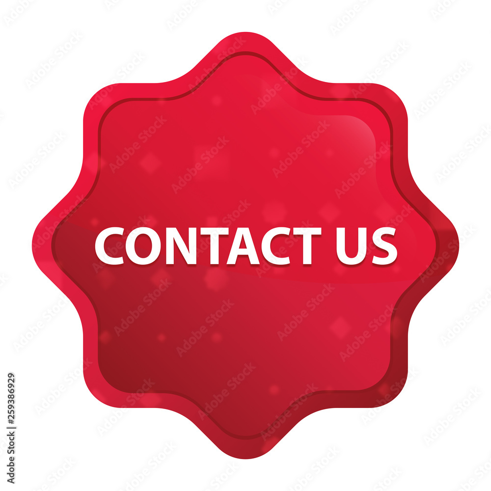 Contact Us misty rose red starburst sticker button Contact Us misty rose red starburst sticker button
