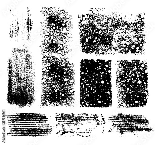 Set of ink paint sponge texture. Vector hand drawn textured template