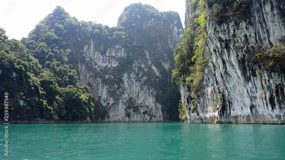 tropical landscape on chiao lan lake in khao sok tropical landscape on chiao lan lake in khao sok