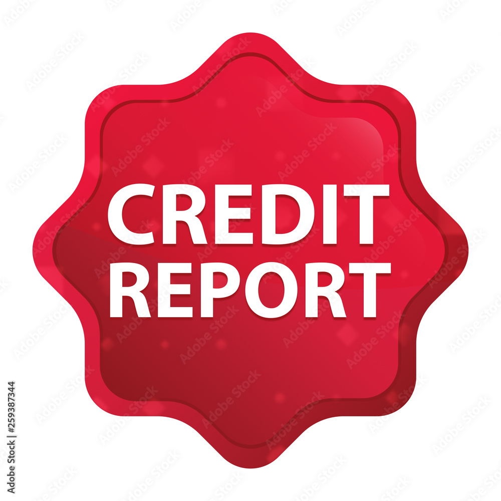 Credit Report misty rose red starburst sticker button