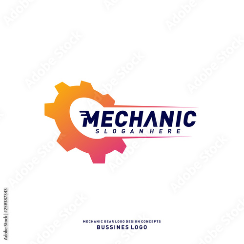 Gear Logo Design Concepts. Mechanical Gear Logo Template Vector. Icon Symbol