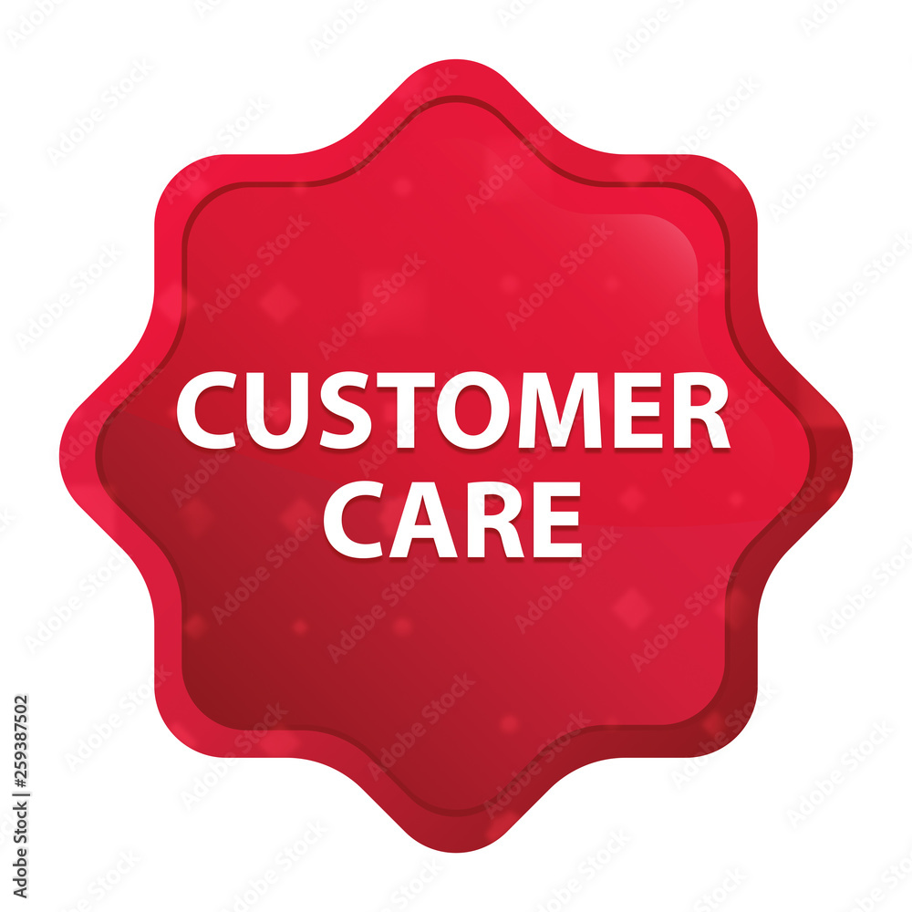 Customer Care misty rose red starburst sticker button Customer Care misty rose red starburst sticker button