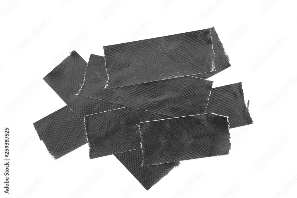 Set of black tapes on white background. Torn horizontal and different size black sticky tape, adhesive pieces. Set of black tapes on white background. Torn horizontal and different size black sticky tape, adhesive pieces.