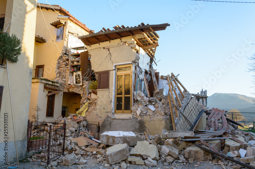 destroyed old house in amatrice photo