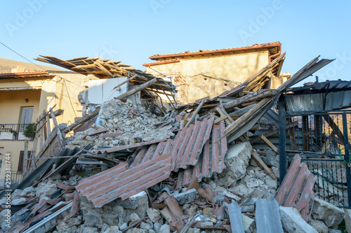 pile of destroyed houses in Norcia